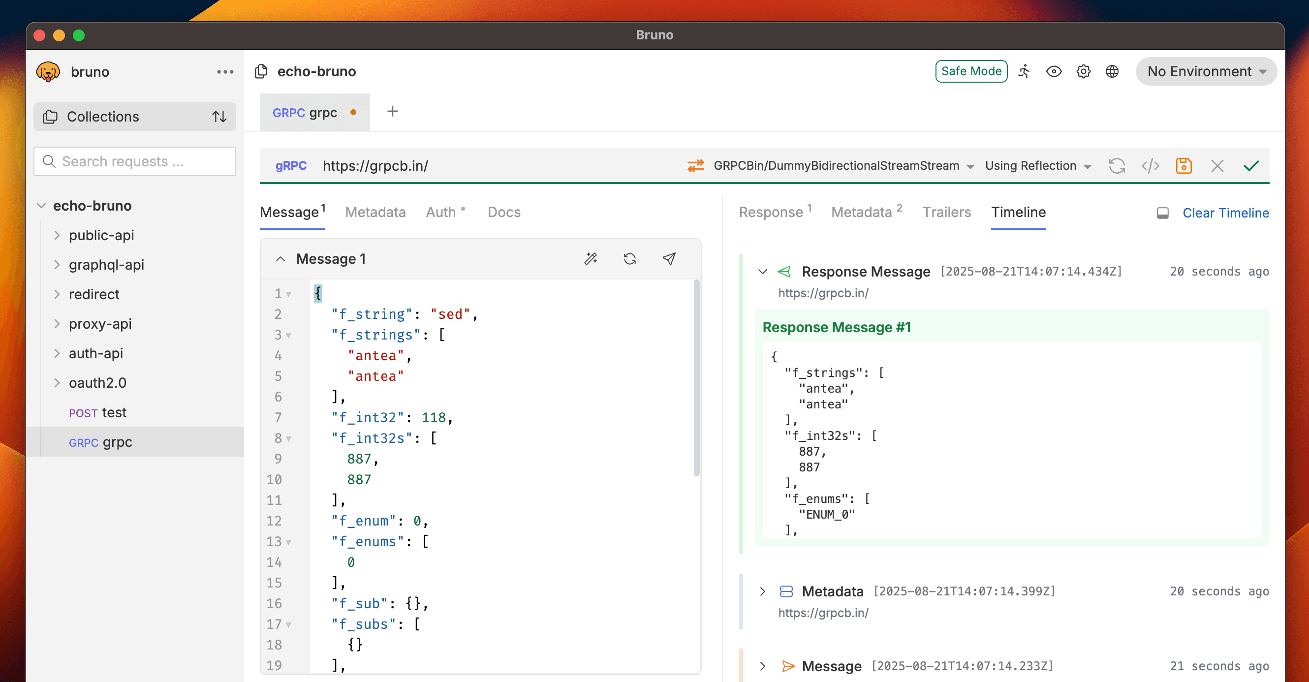 gRPC Response Timeline