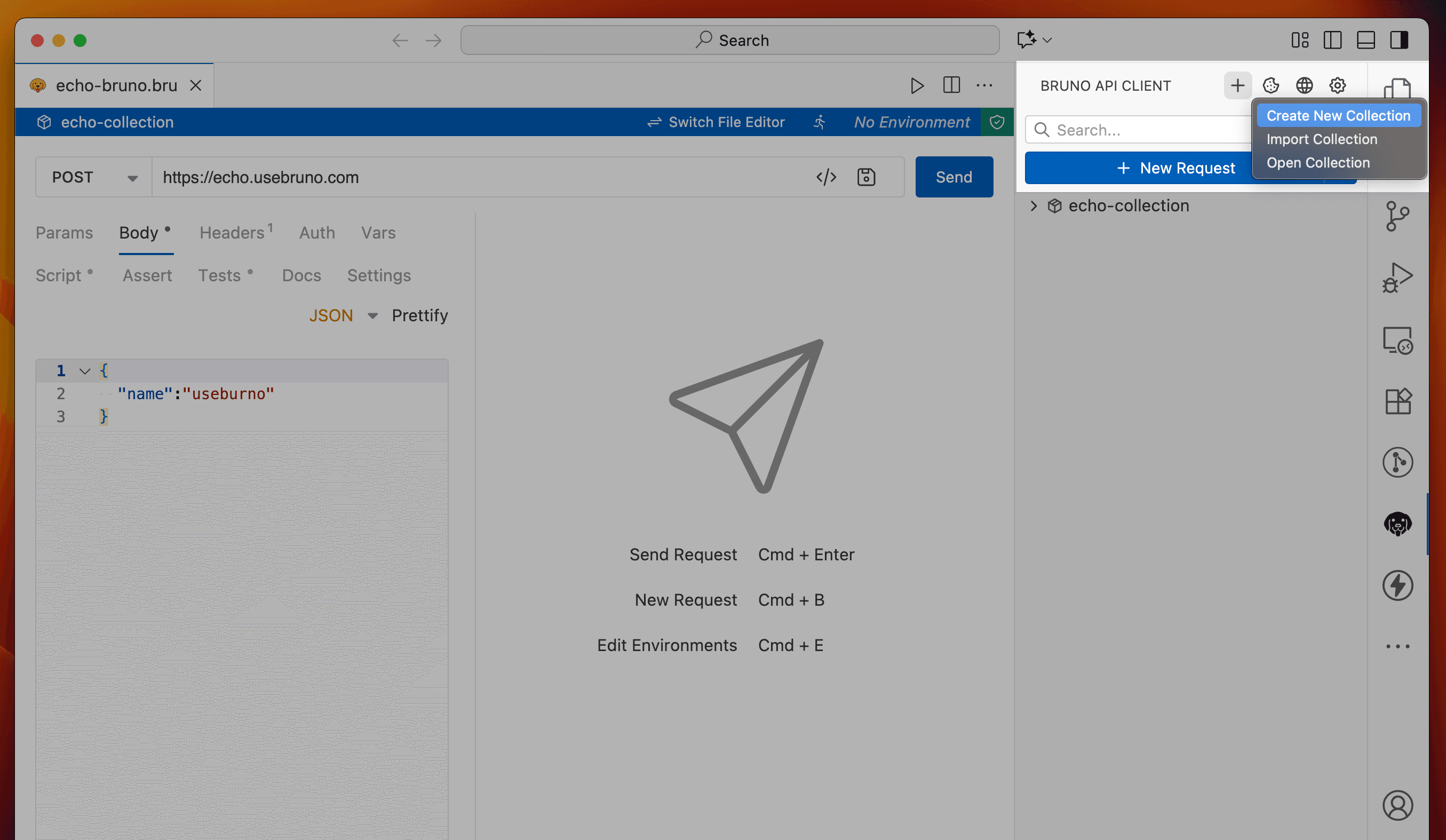 VS Code Extension Create Request