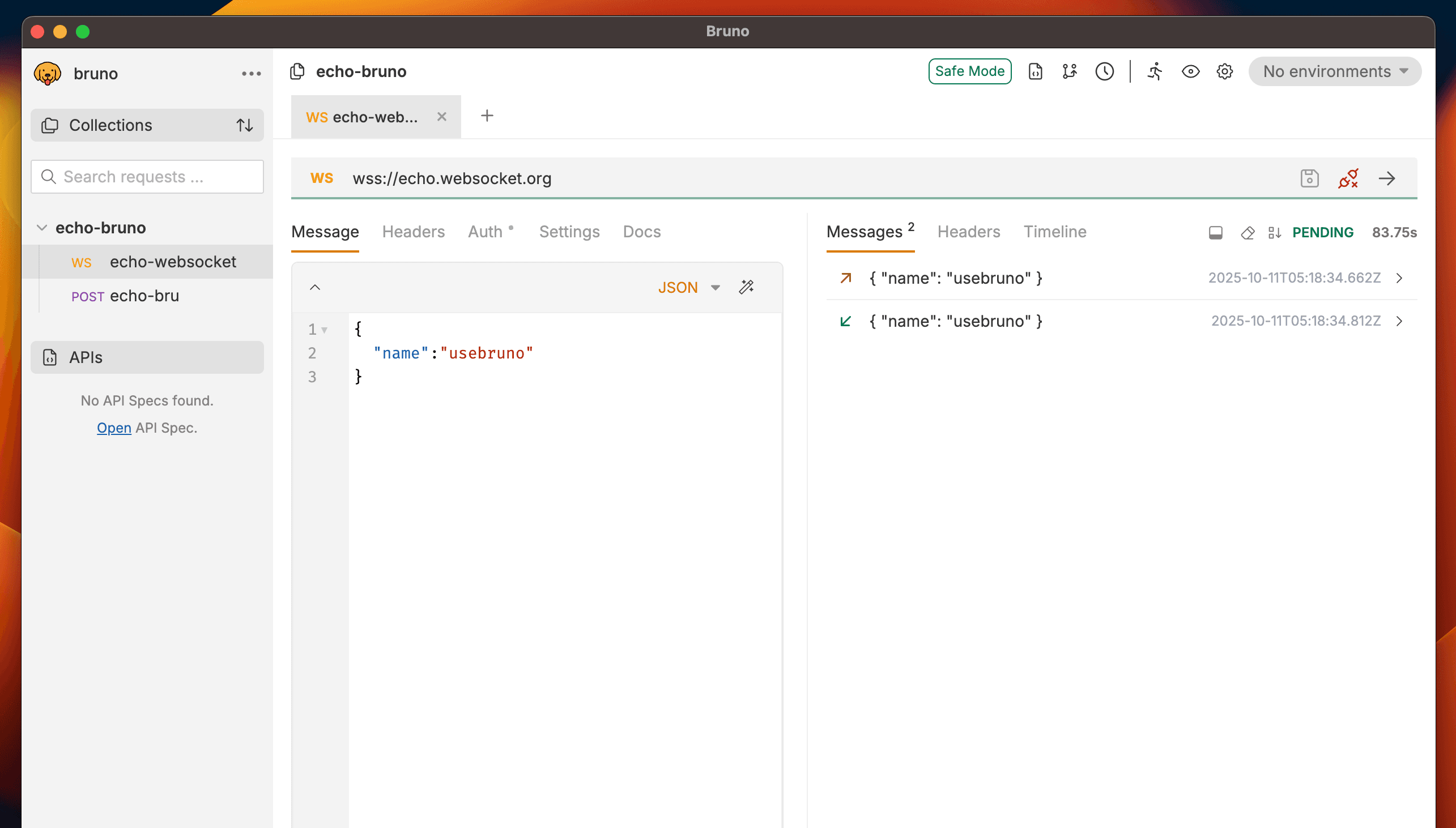 Send WebSocket Request