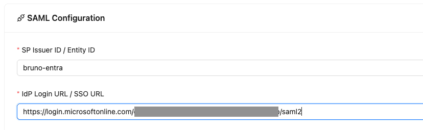 Paste SSO URL into Bruno SSO settings