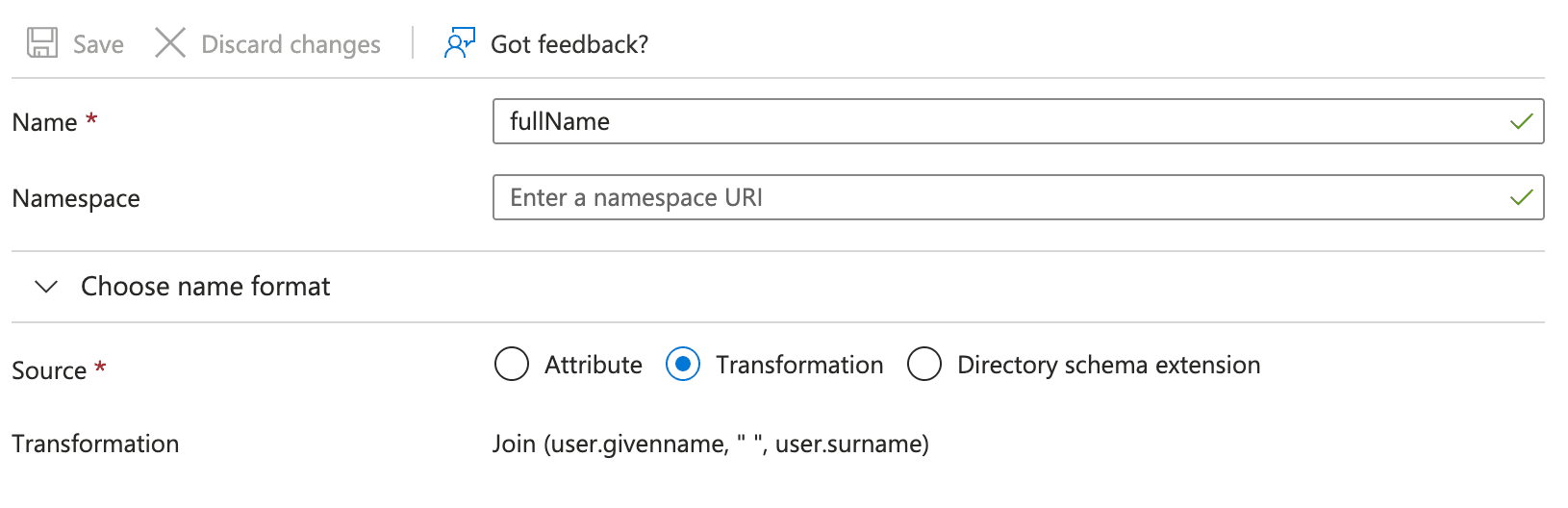 Configure fullName claim in Entra ID